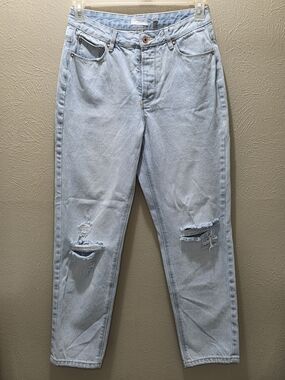 A Loves A Jeans Women’s 27 Light Wash Distressed Button Fly Straight Leg Denim